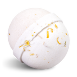 White bath bomb with Calendula flower petals